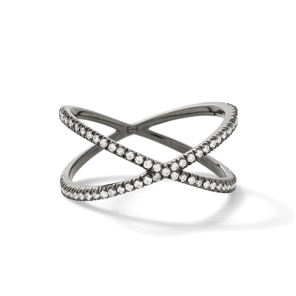 Fine Shorty in 18K Blackened White Gold with White Diamonds