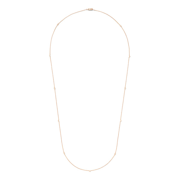 Jag Necklace - 32" in 18k Rose Gold with Pale Champagne Diamonds with Spike Detail