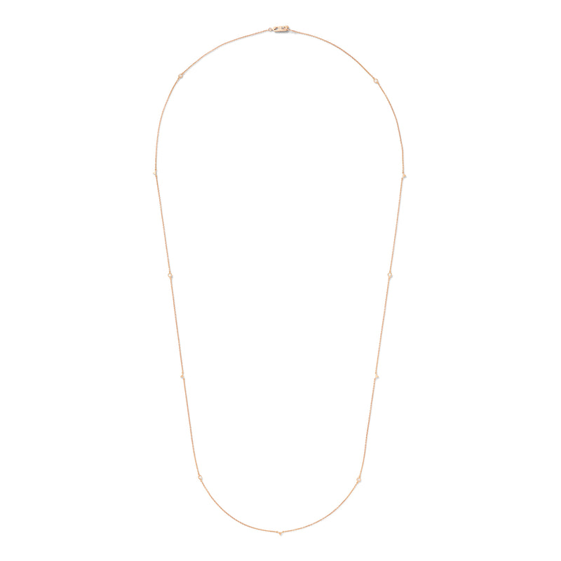 Jag Necklace - 32" in 18k Rose Gold with Pale Champagne Diamonds with Spike Detail