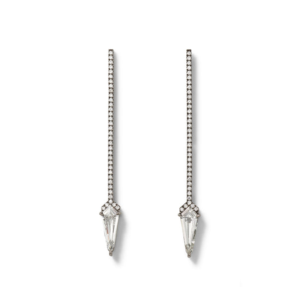The Warrior Studs in 18K Blackened White Gold with Geometric White Diamonds