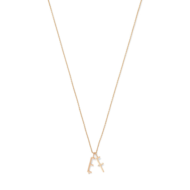 Beveled Initial Charm in 18K Rose Gold with Pale Champagne Diamonds with Bevel Detail
