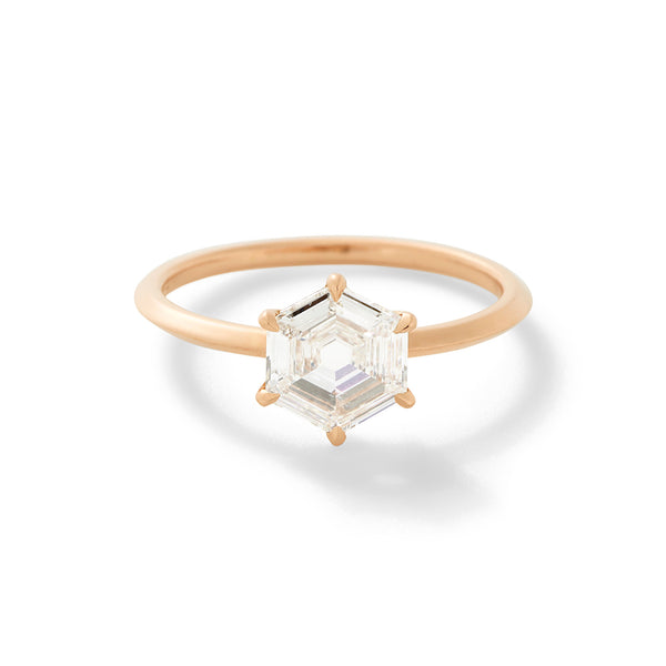 The Fia in 18K Rose Gold with Hexagon White Diamonds