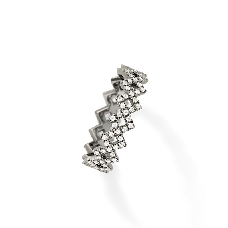Rex Ring in 18K Blackened White Gold with White Diamonds