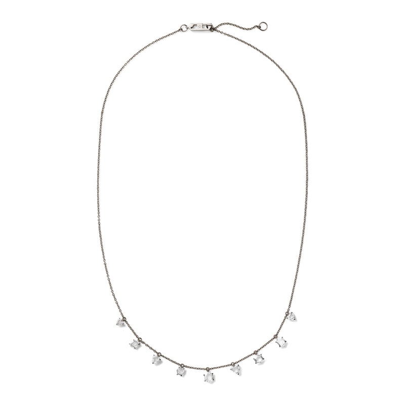 Prism Necklace in 18K Blackened White Gold with Portrait Cut White Diamonds