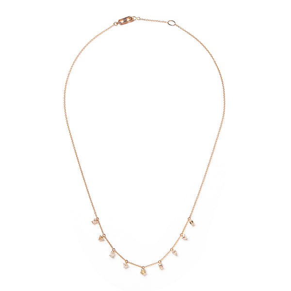 Prism Necklace in 18K Rose Gold with Portrait Cut Pale Champagne Diamonds