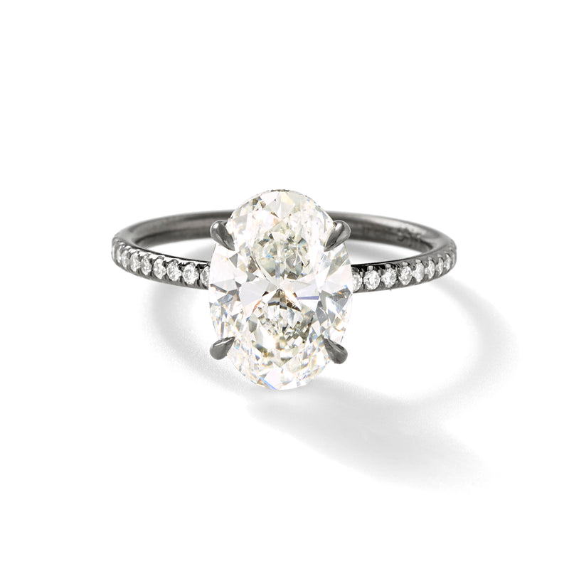 The Oval Muse in Blackened Platinum  with White Diamonds