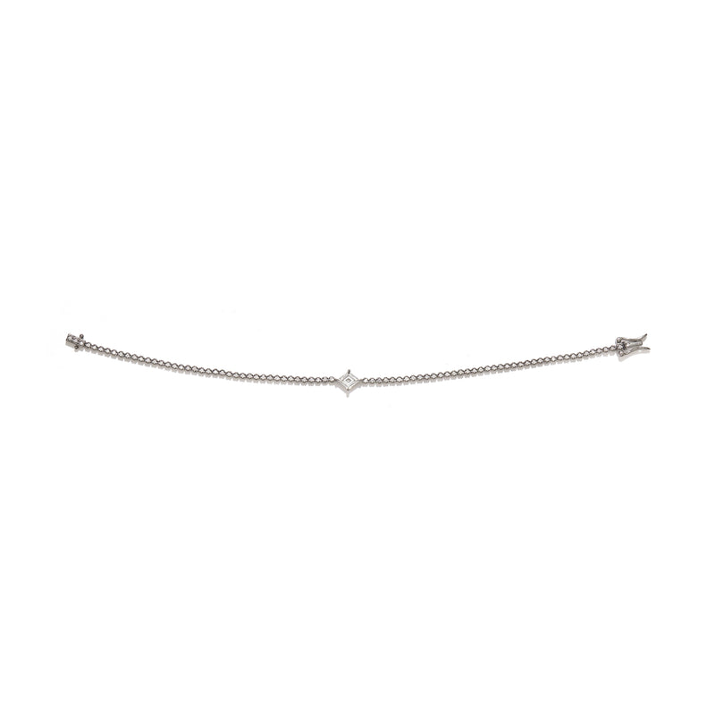 Off Set Line Bracelet - Lozenge in 18K Blackened White Gold with White Diamonds