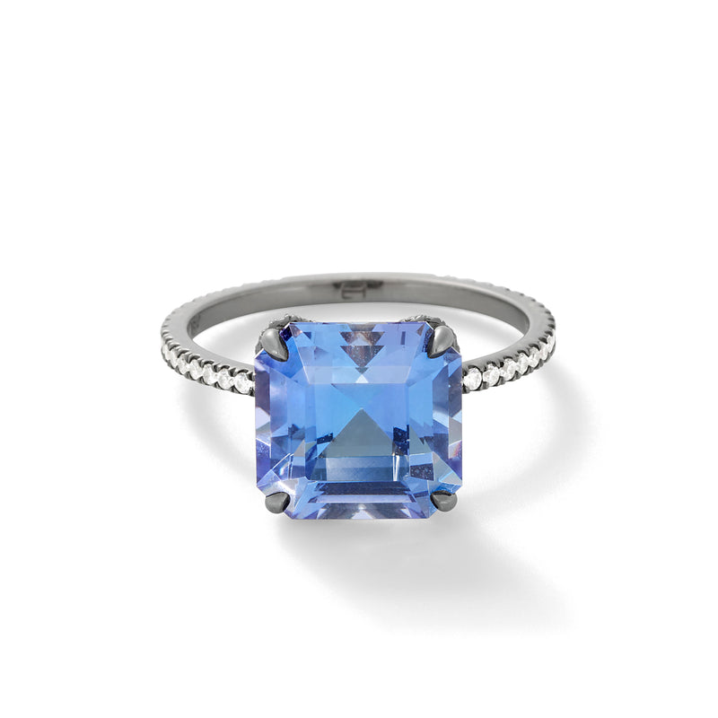 Infinity Tanzanite in Blackened Platinum with 4.75ct Tanzanite and White Diamond Pavé