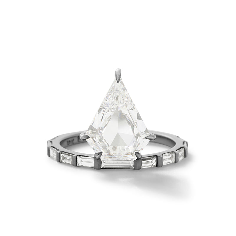 The Baguette Kent in 18K Blackened White Gold with Shield White Diamonds