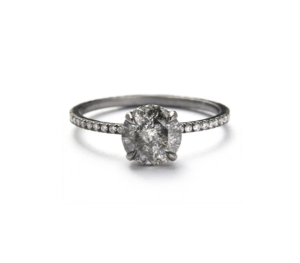 The Grey Muse in 18K Blackened White Gold with Round Grey Diamonds