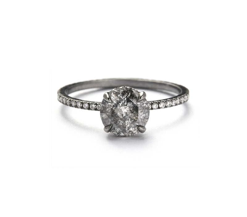 The Grey Muse in 18K Blackened White Gold with Round Grey Diamonds