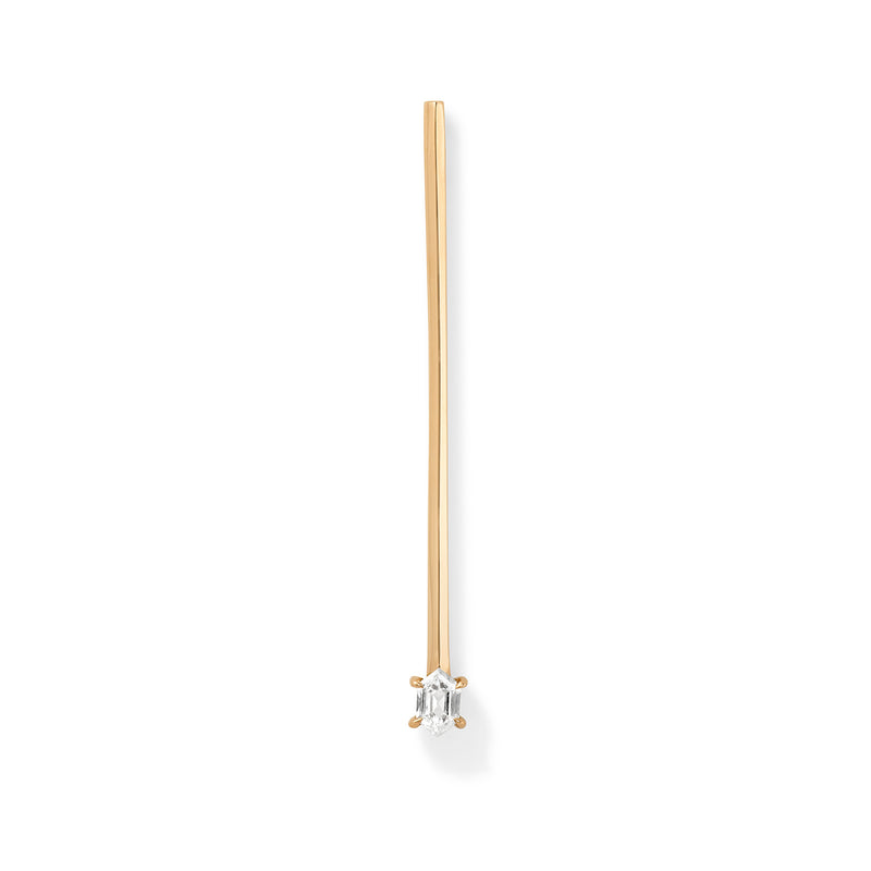 Offset Elongated Stud - 40mm in 18K Rose Gold with White Diamonds