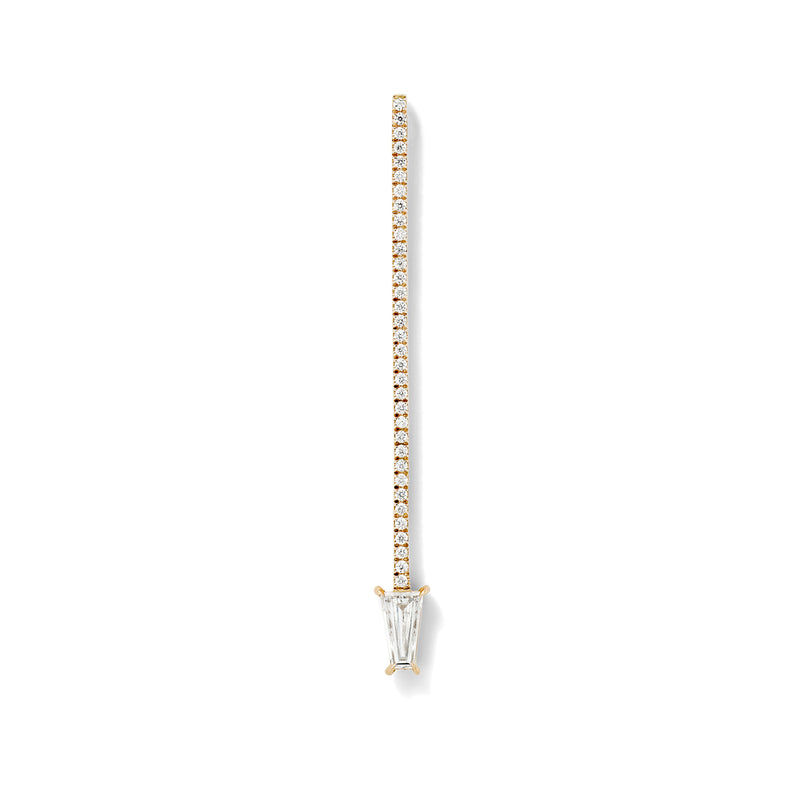 Offset Elongated Stud - 40mm in 18K Rose Gold with White Diamonds