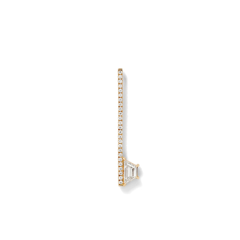 Offset Elongated Stud - 30mm in 18K Rose Gold with White Diamonds