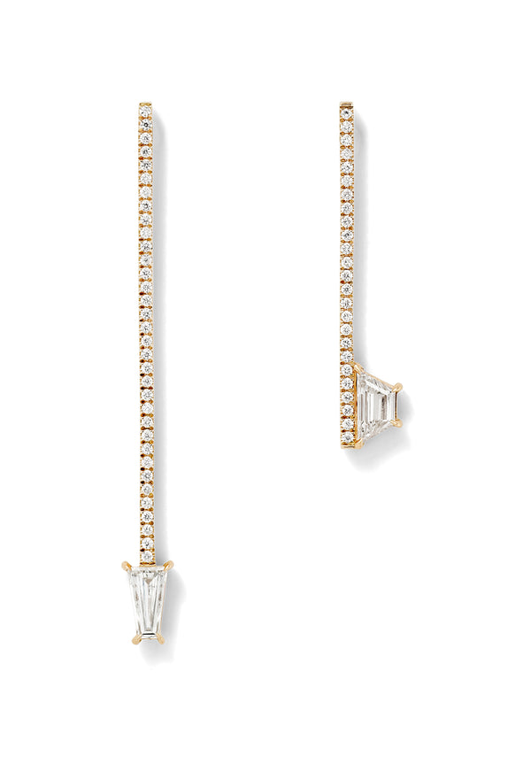 Offset Elongated Stud - 40mm in 18K Rose Gold with White Diamonds
