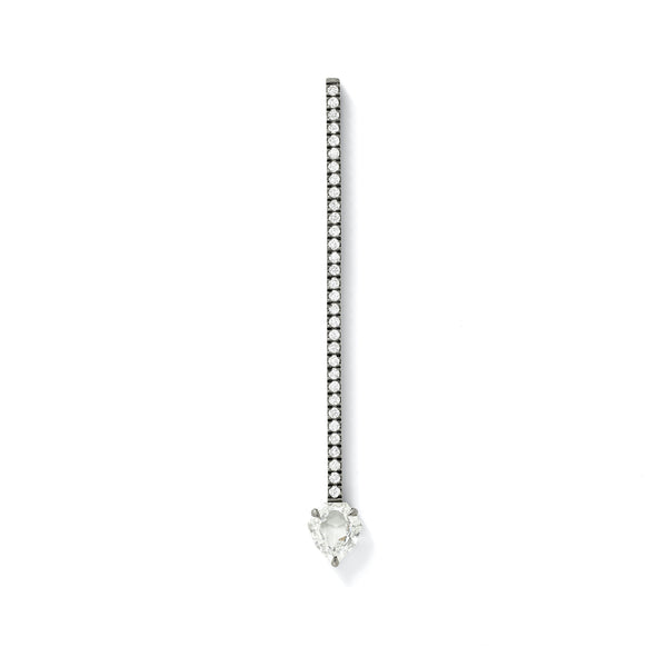 Offset Elongated Stud - 40mm in 18K Blackened White Gold with Pear White Diamonds