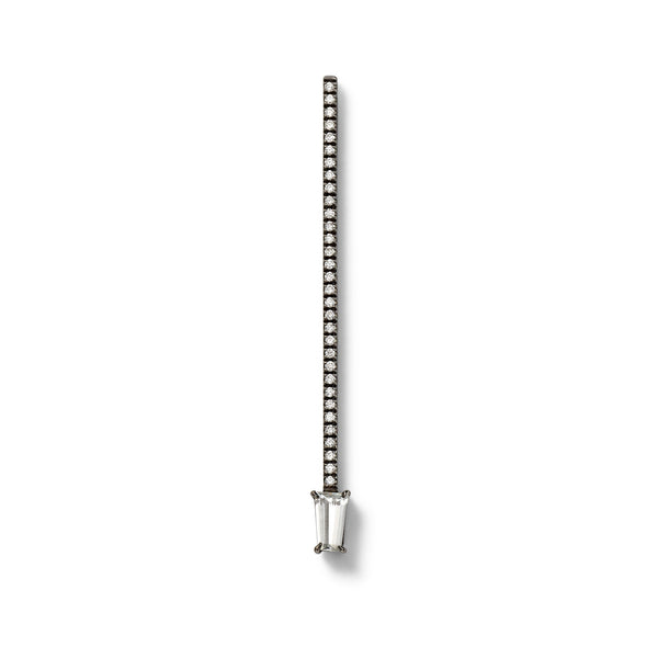 Offset Elongated Stud - 40mm in 18K Blackened White Gold with Geometric White Diamonds