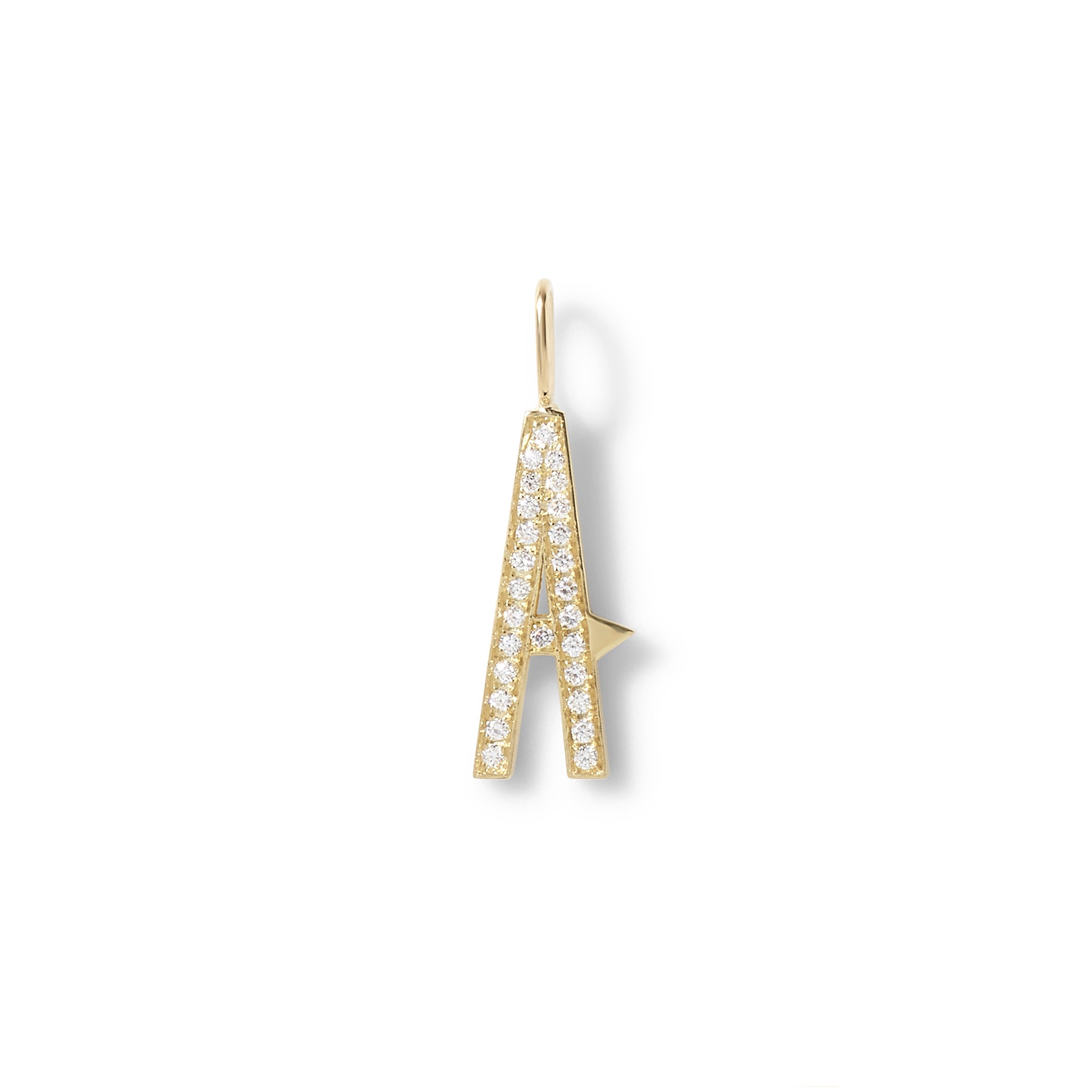 Diamond Initial Charm in 18K Yellow Gold with White Diamonds
