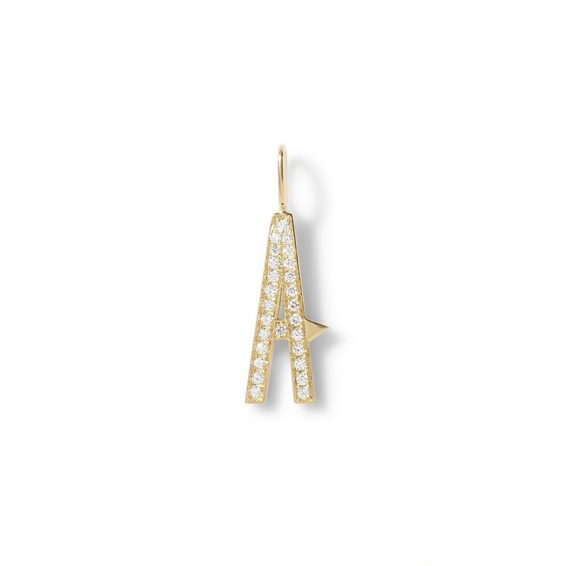 Diamond Initial Charm in 18K Yellow Gold with White Diamonds