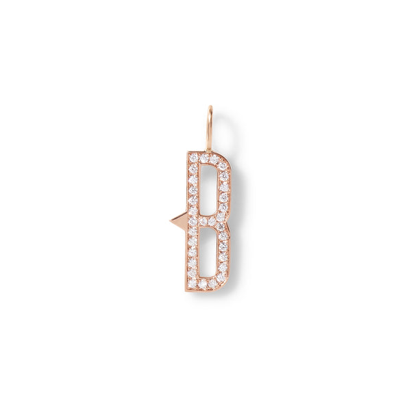 Diamond Initial Charm in 18K Rose Gold with White Diamonds