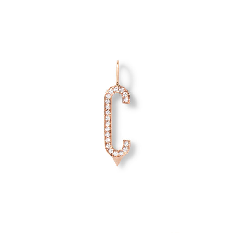 Diamond Initial Charm in 18K Rose Gold with White Diamonds