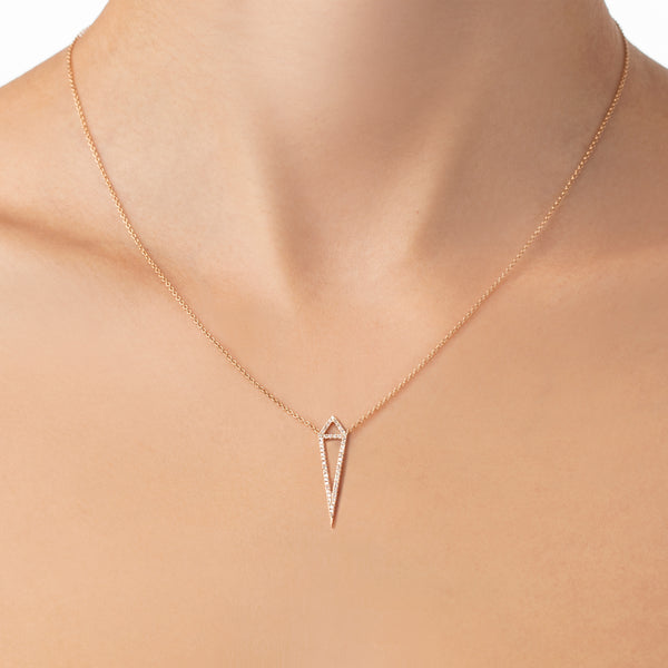 Dagger Pendant in 18K Rose Gold with Pale Champagne Diamonds