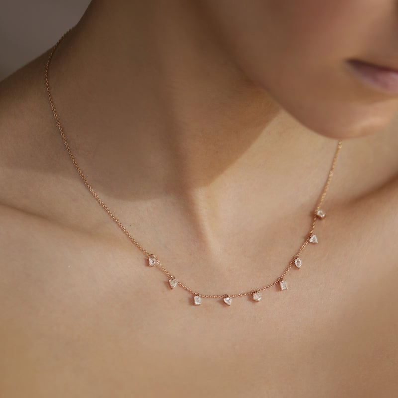 Prism Necklace in 18K Rose Gold with Portrait Cut Pale Champagne Diamonds
